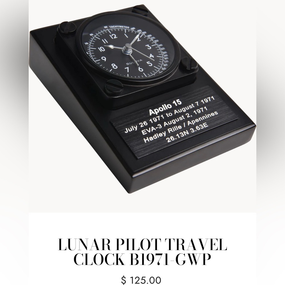 NEW Bulova Lunar Pilot Clock inspired by Bulova instrument on Apollo 15 mission